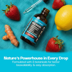 Drops Of Nature bottle next to a ruler demonstrating compact 60mL travel size