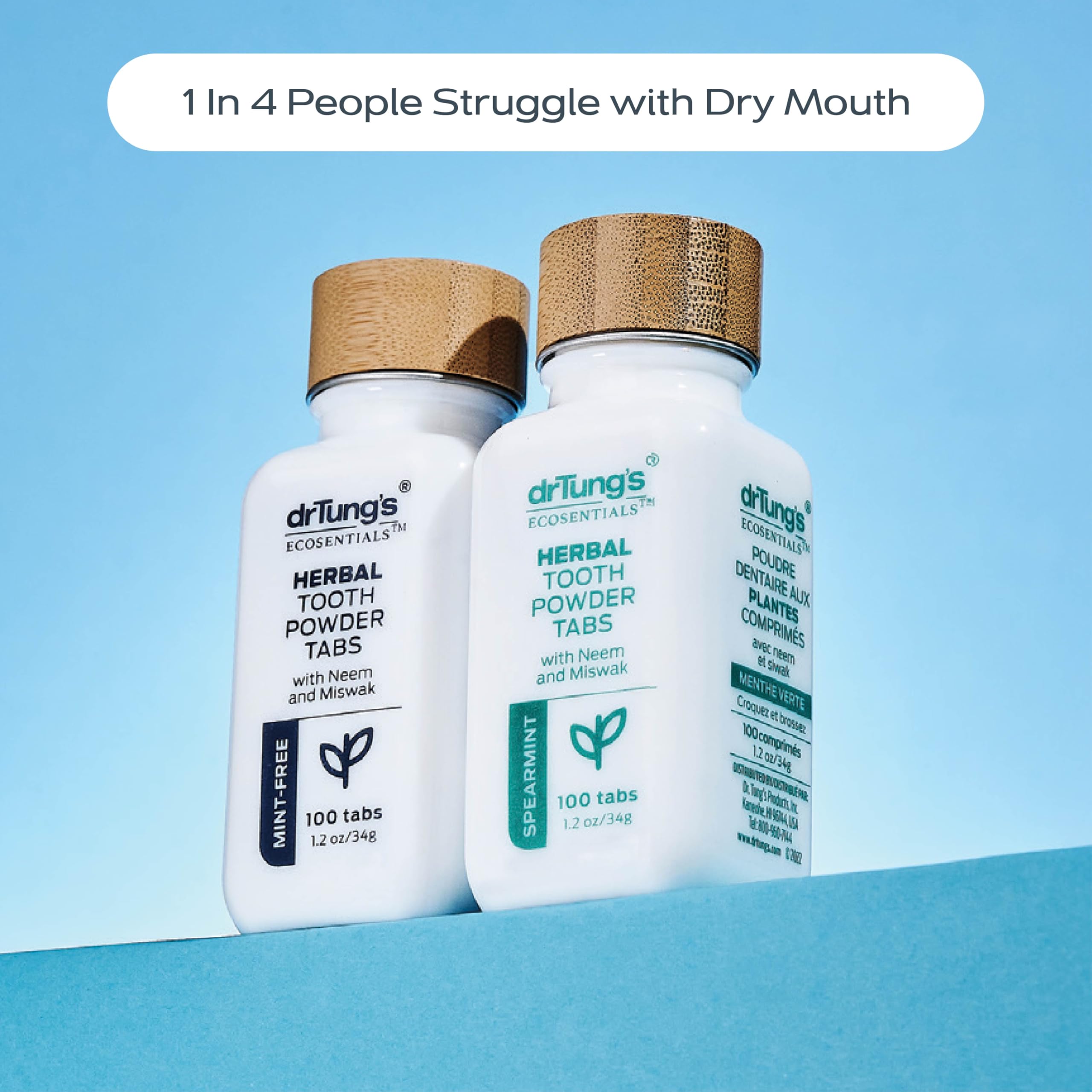 Herbal toothpaste tabs with clove and spearmint flavor