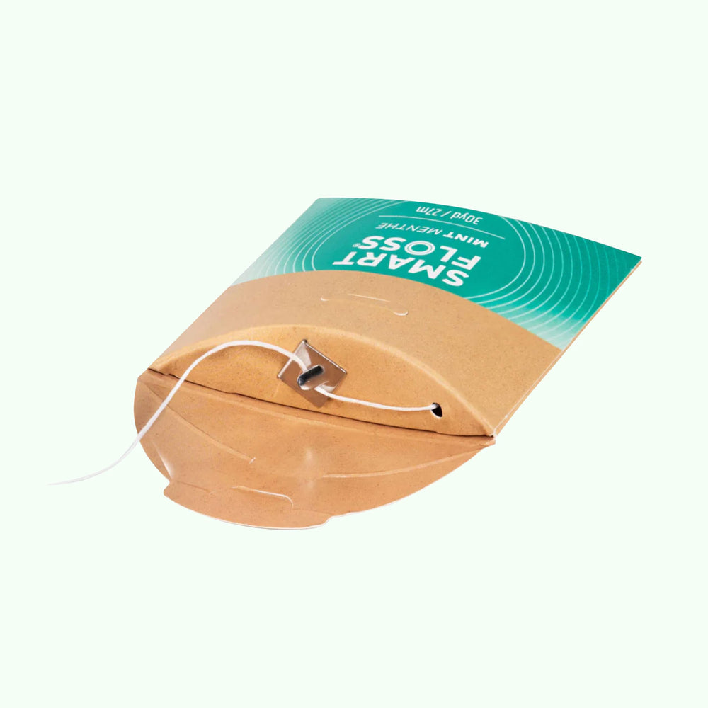 Usage illustration showing easy flossing with Smart Floss Mint