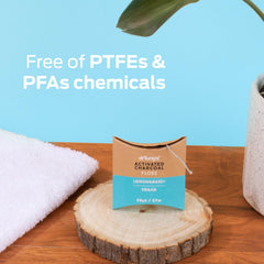 Expanding charcoal floss demonstrating stretch and reach