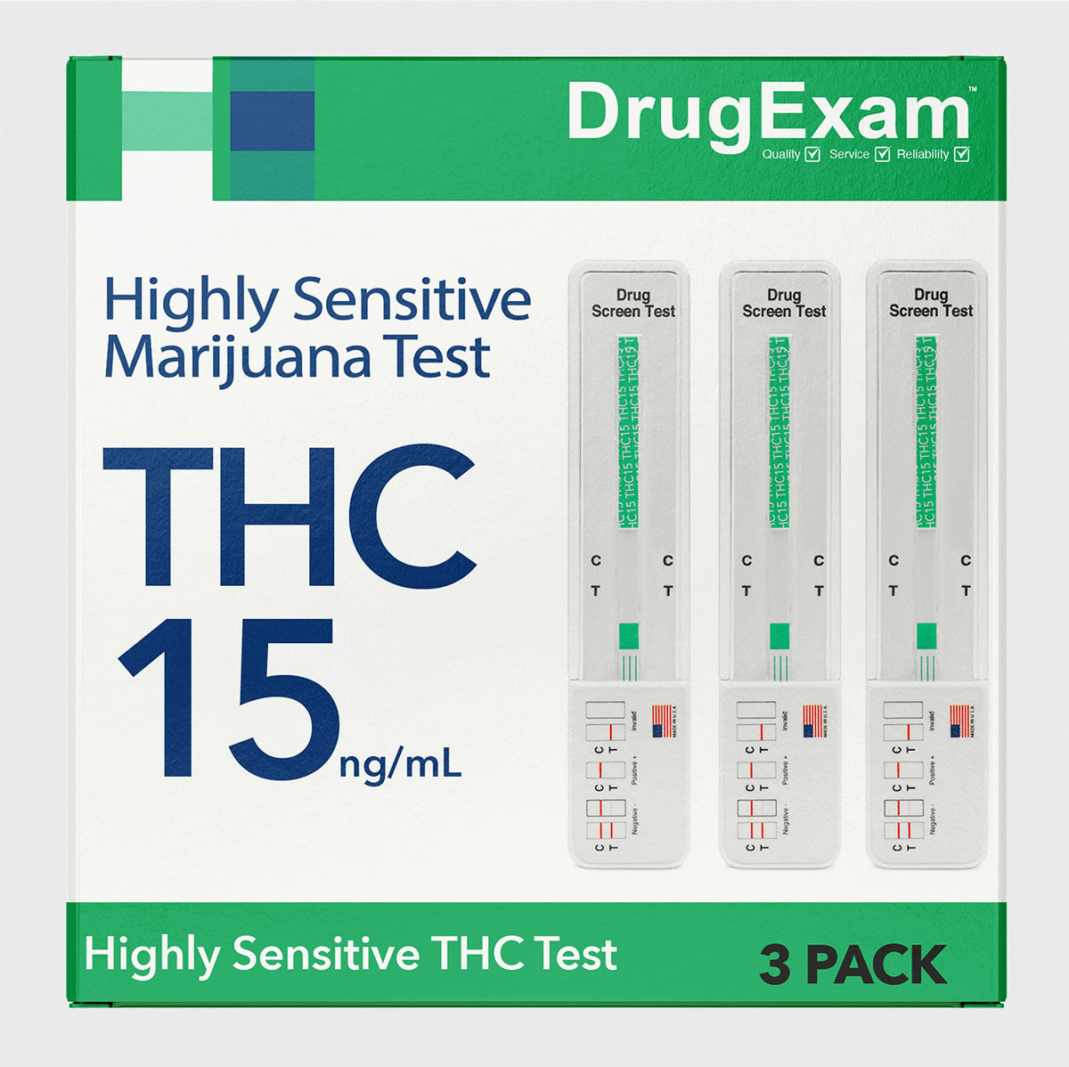 DrugExam 3-pack THC test kit box