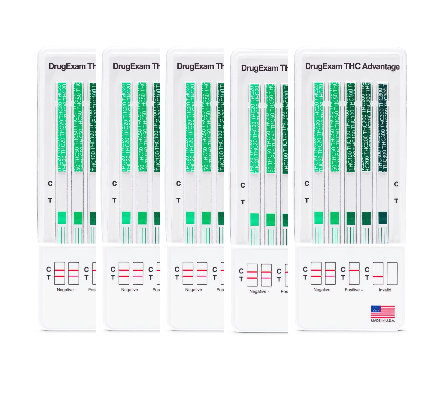 DrugExam THC urine test strips – result window example