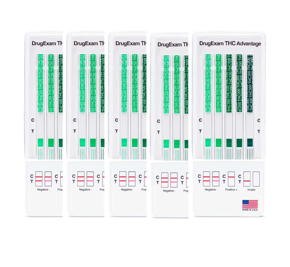 DrugExam THC urine test strips – result window example