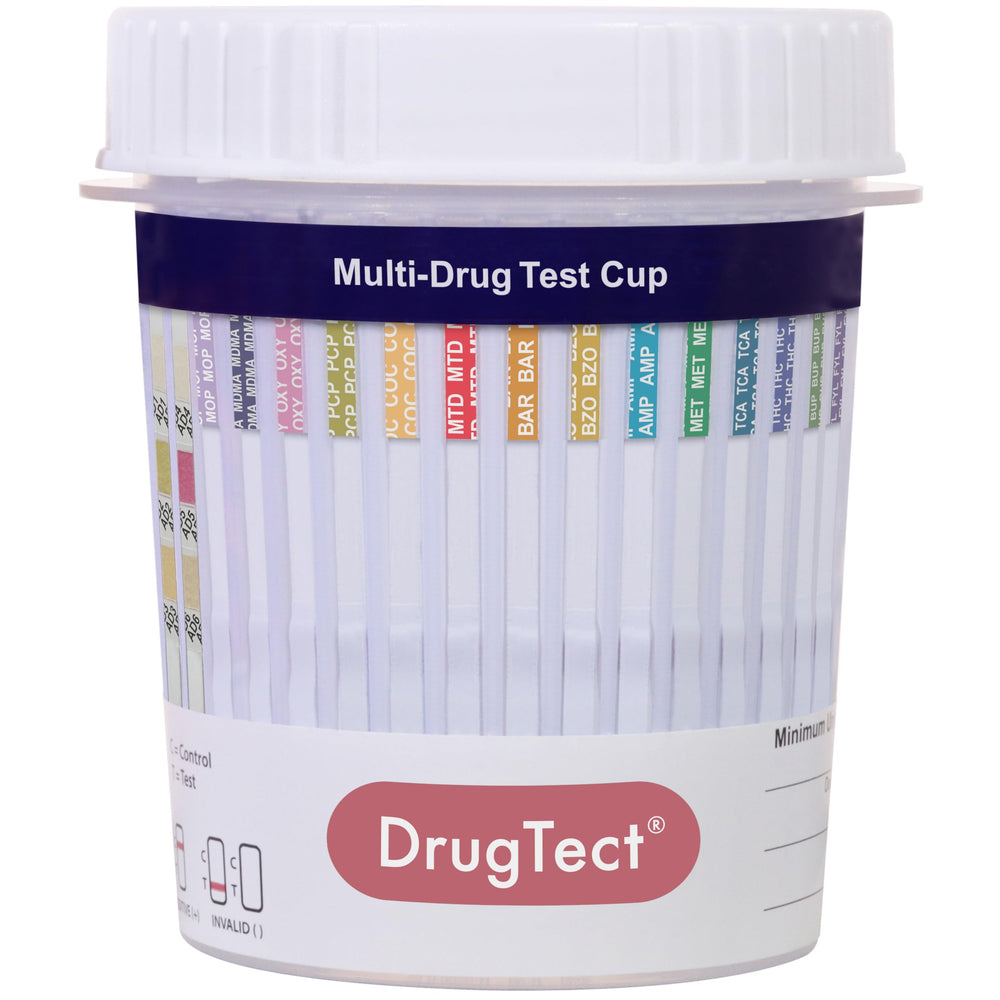 Front view of DrugTect 14-panel test cup 5-pack