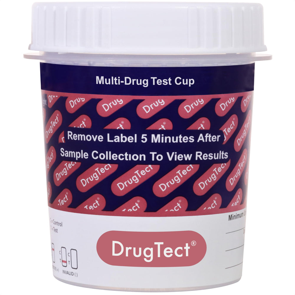 Long shelf life indication for DrugTect 14-panel test cup