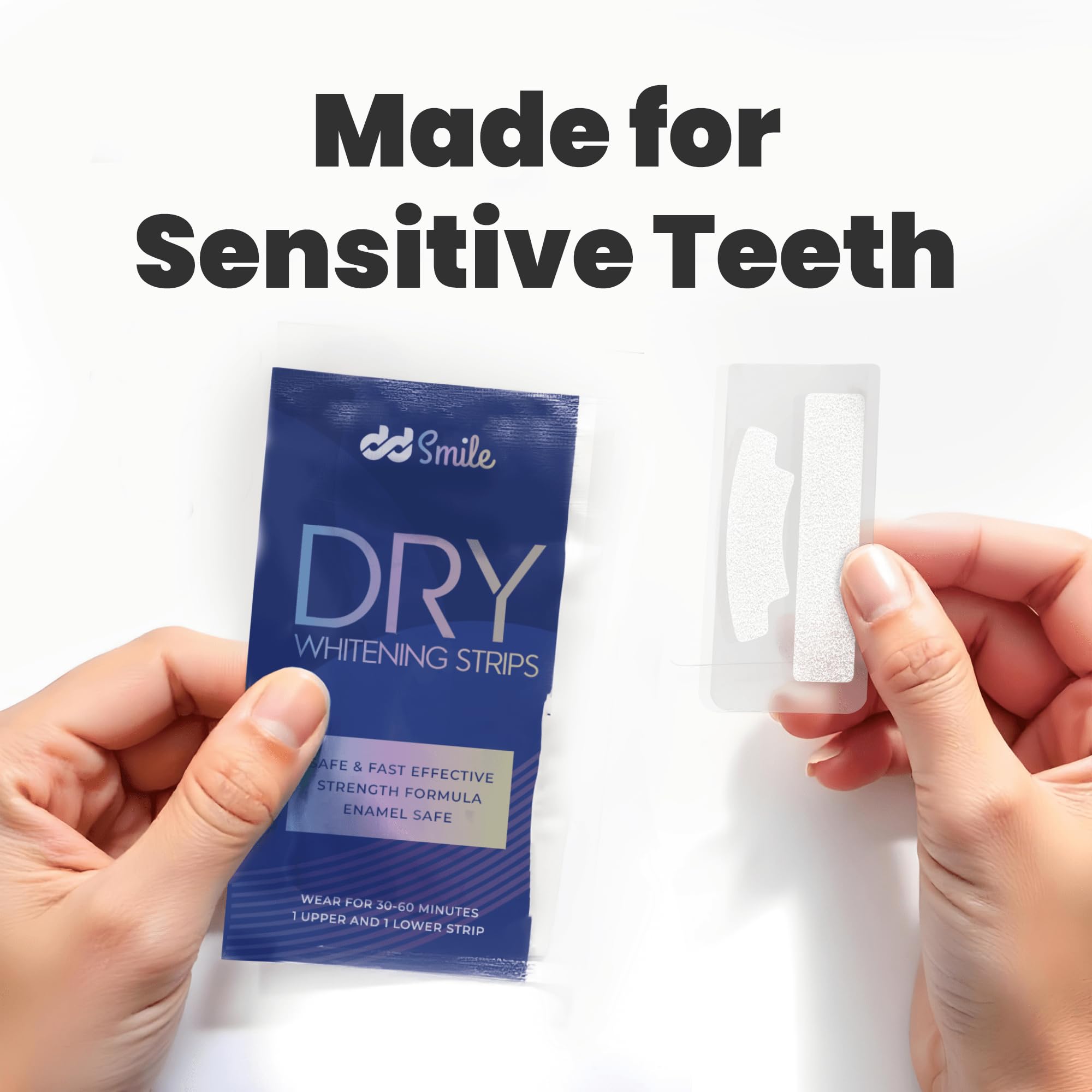 Dry, non-slip whitening strips for mess-free use