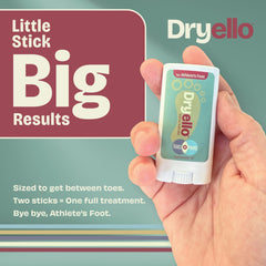 Dryello athlete's foot stick close-up shows dry glide-on formula