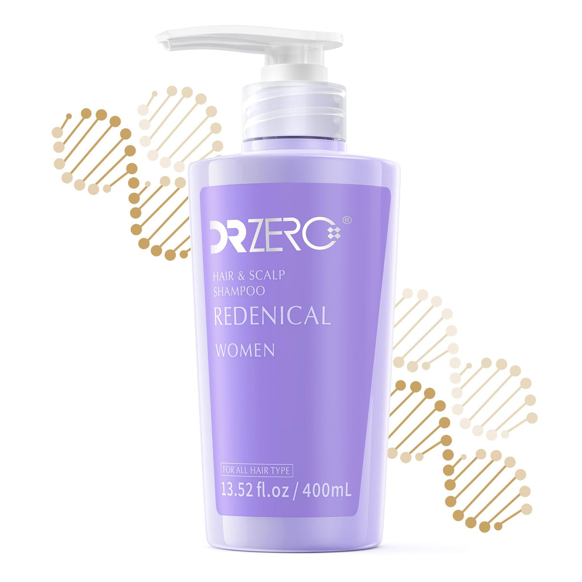 DR ZERO Redenical bottle highlighting volumizing shampoo for women’s hair growth