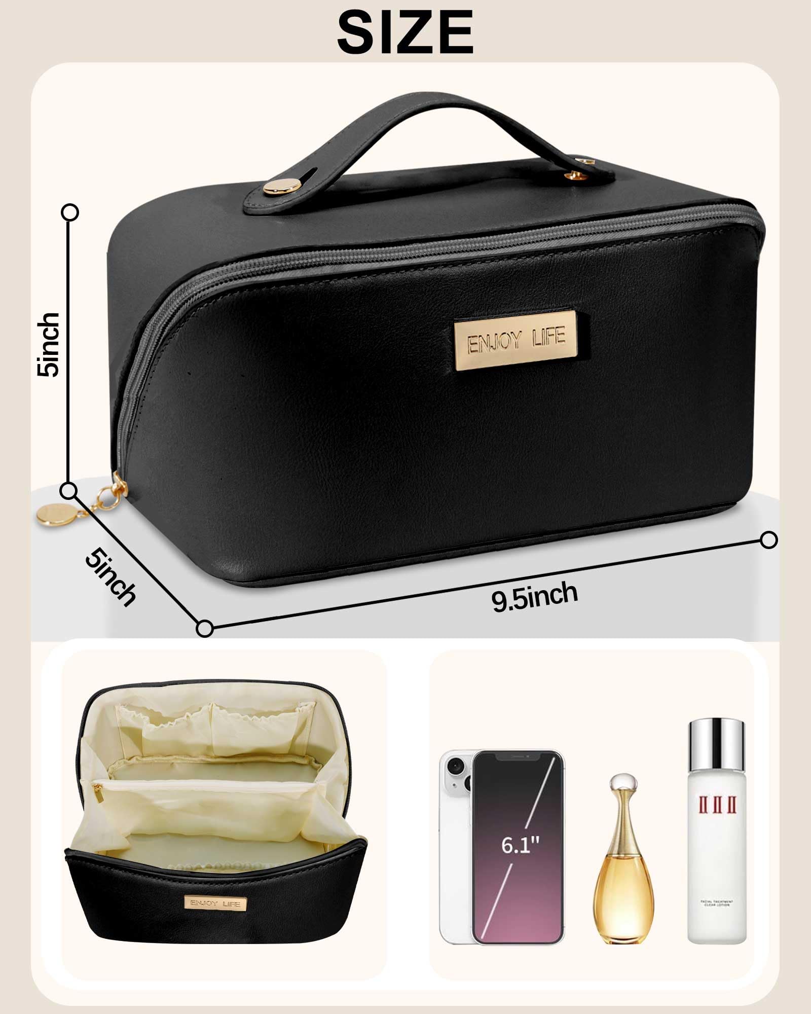 DSDCDJ travel makeup bag clear divider for tidy separation of items