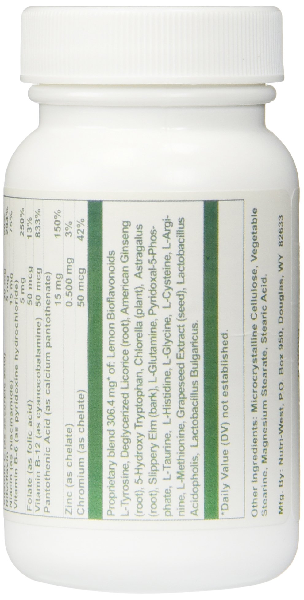 Close-up of DSF Herbal bottle label by Nutri West