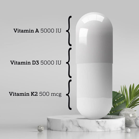 Close-up of DSO ADK Vitamin Supplement capsules