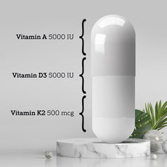 Close-up of DSO ADK Vitamin Supplement capsules