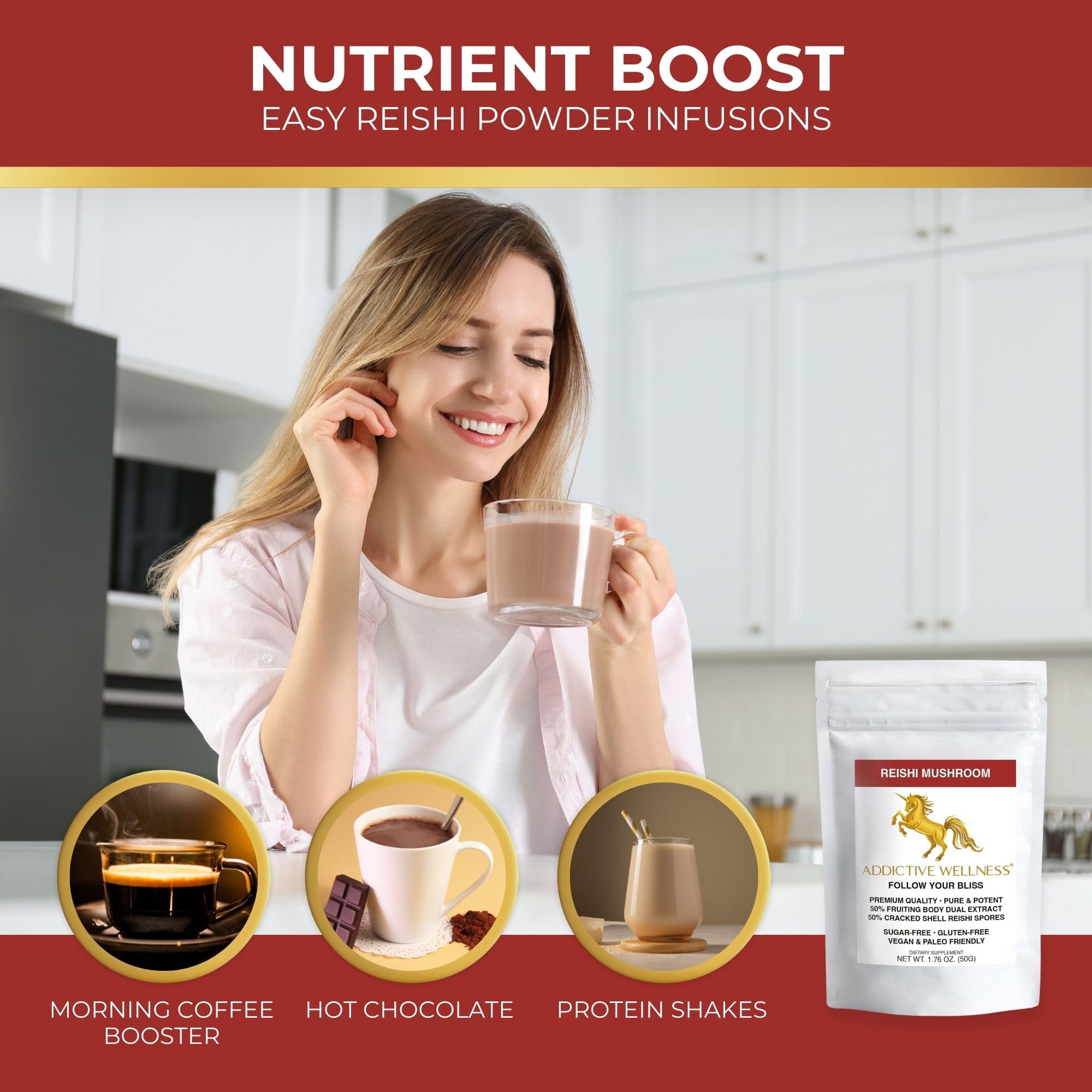 Combination of dual-extract powder and spores from wood-grown Ganoderma
