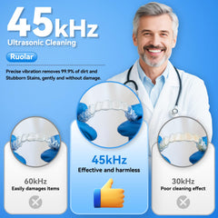 Ultrasonic cleaner with dual UV-C lights for 360 degree cleaning