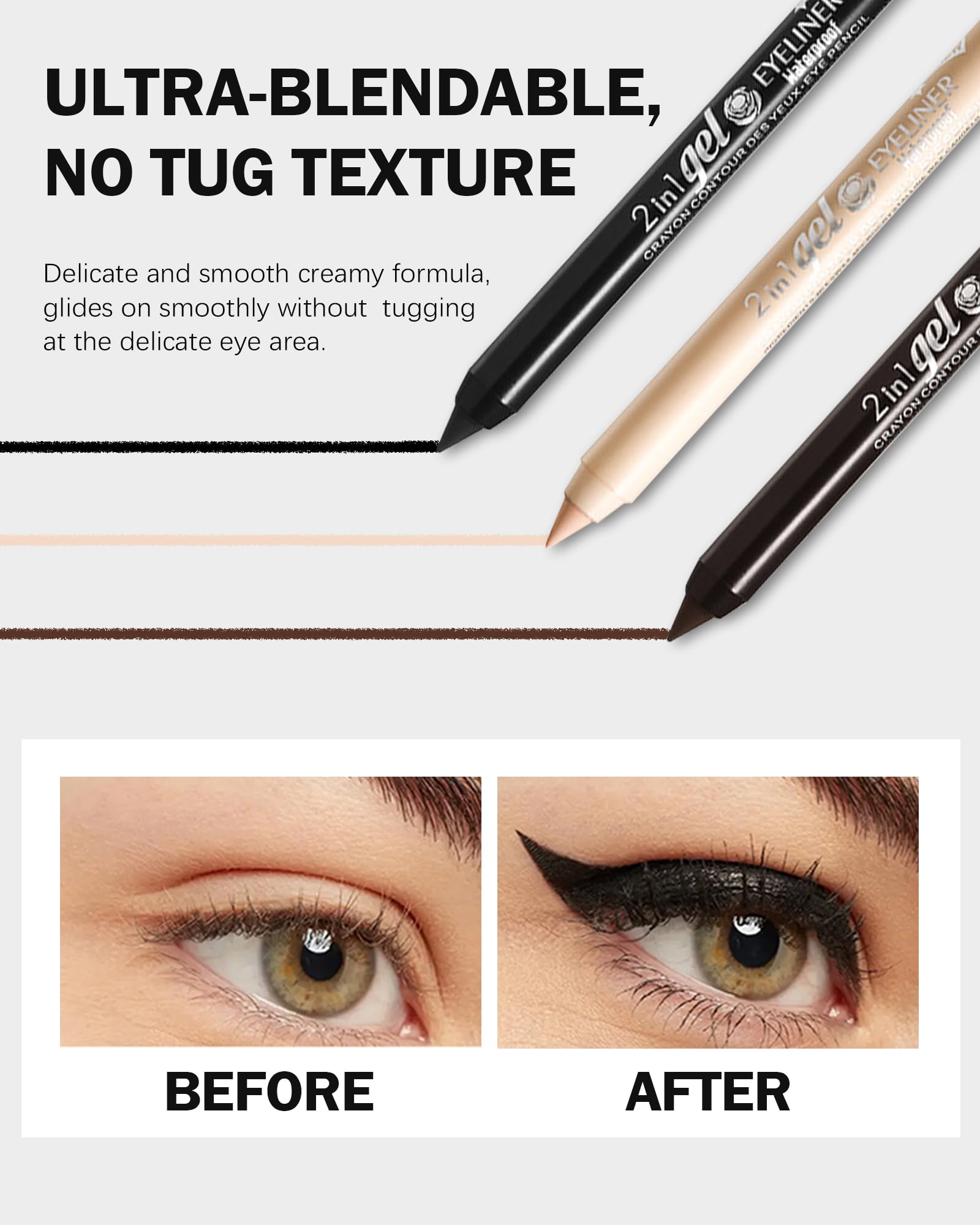 DuaTana eyeliner pencil featuring a built-in sharpener for crisp, professional-level precision.