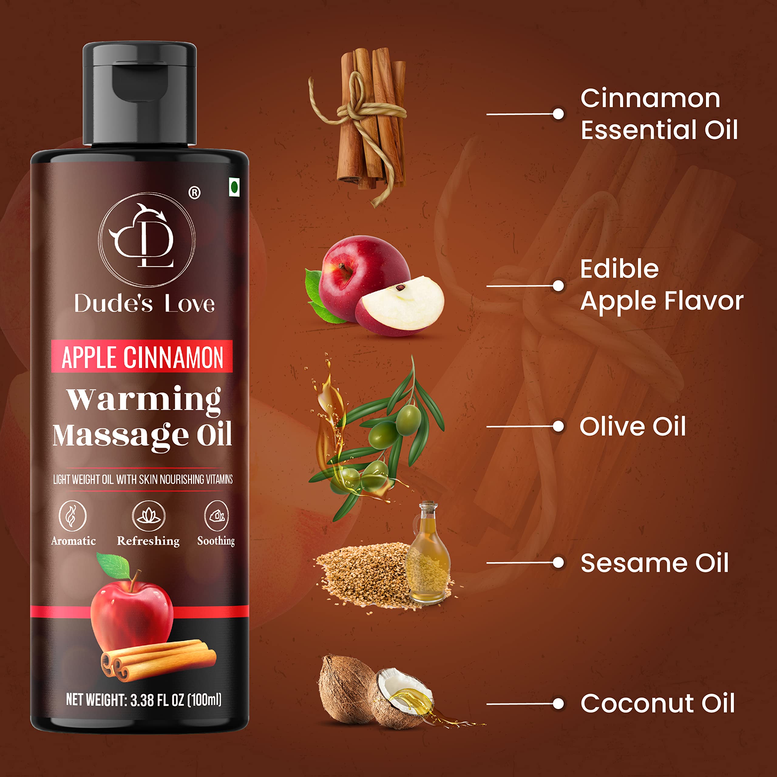 Silky smooth massage oil on skin (non-sticky)