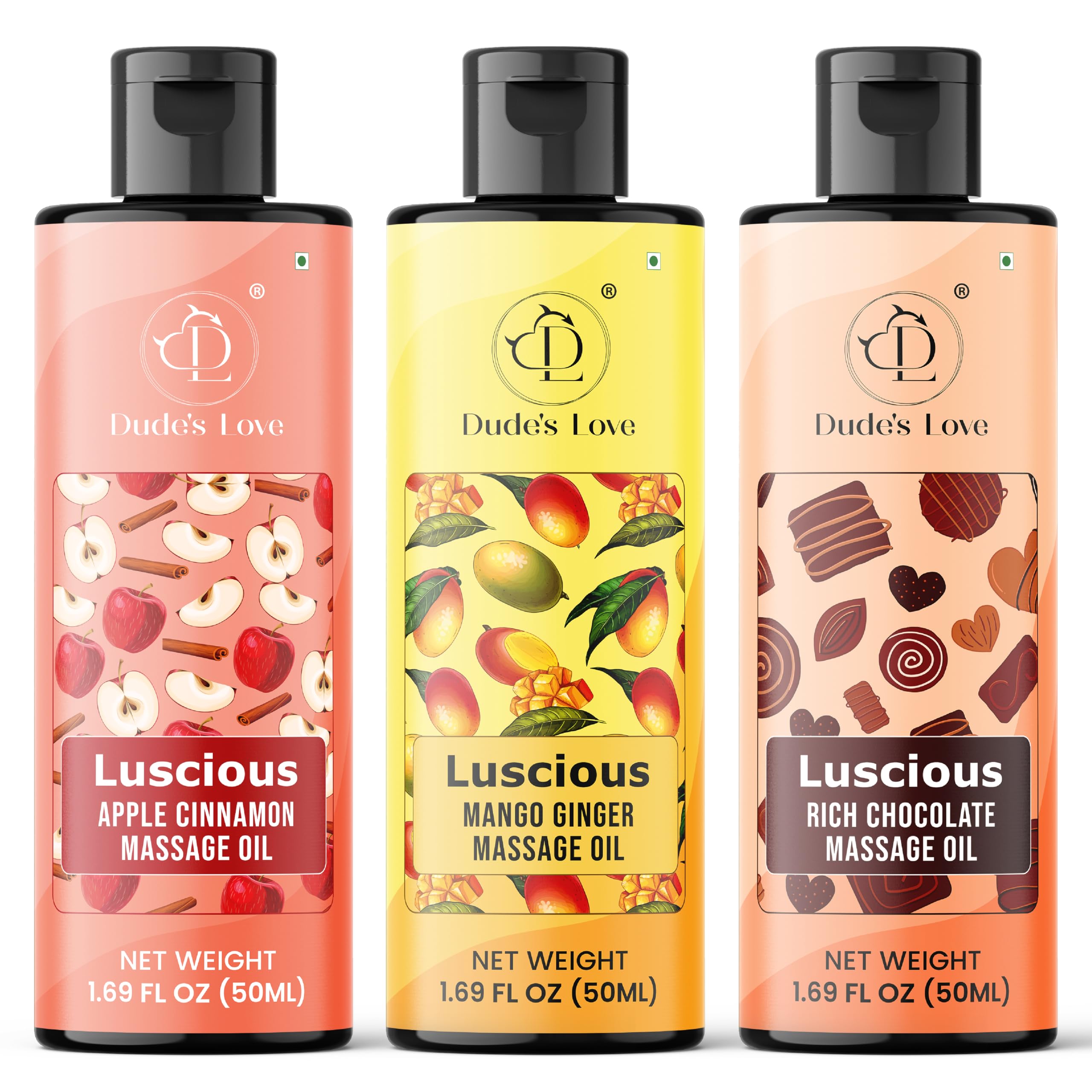 Dude's Love front packaging trio showing three scented bottles, perfect for gifting