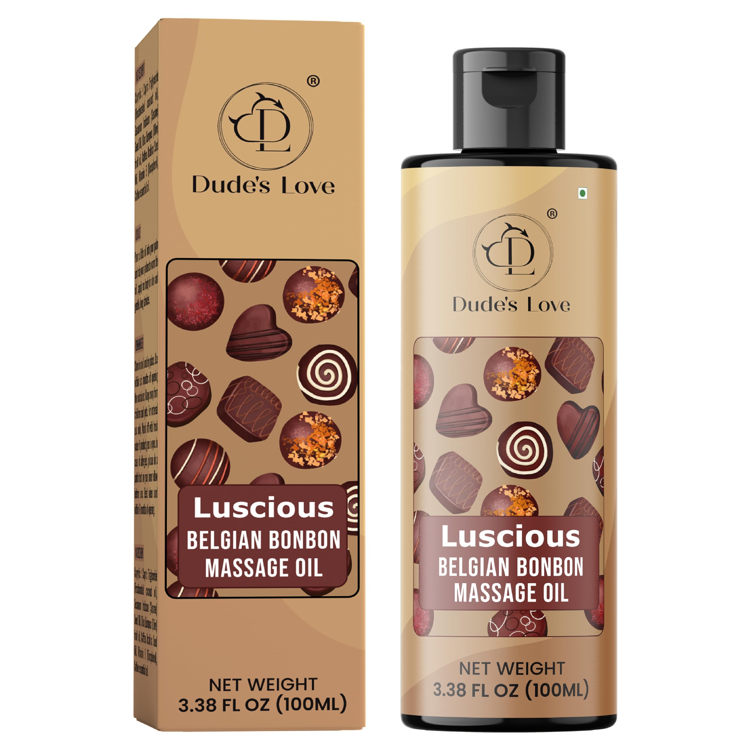 Dude's Love Luscious Belgian Bonbon Chocoalte Massage Oil bottle – 100 ml