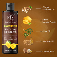 Applied massage oil on skin showing non-sticky finish