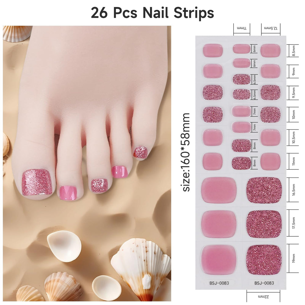 Gel strips in varied sizes for perfect fit on nails