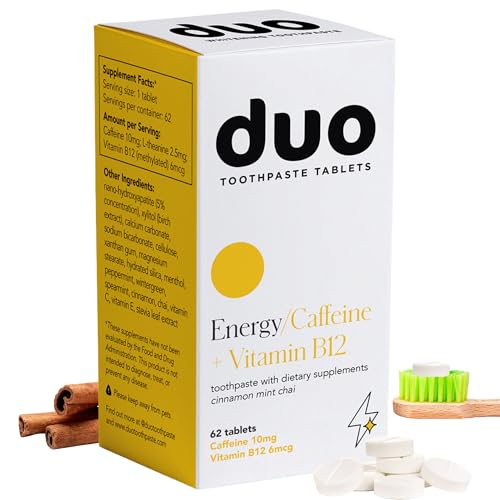 Front of Duo Energy Toothpaste Tablets Cinnamon Mint Chai packaging