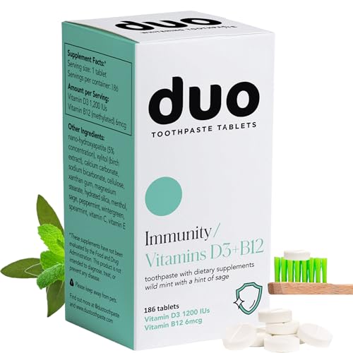 Front view of Duo Immunity Toothpaste Tablets bottle