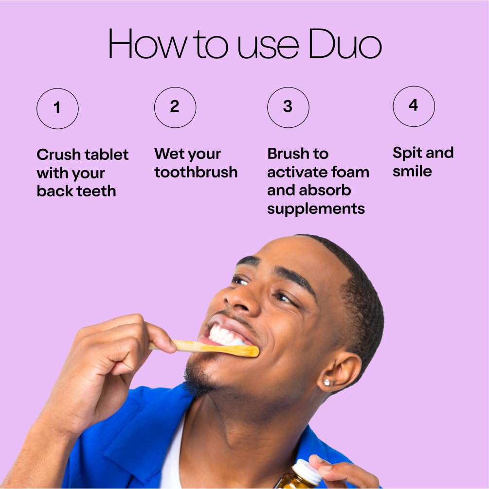 Close-up of nano-hydroxyapatite and melatonin ingredients used in Duo Sleep Toothpaste Tablets