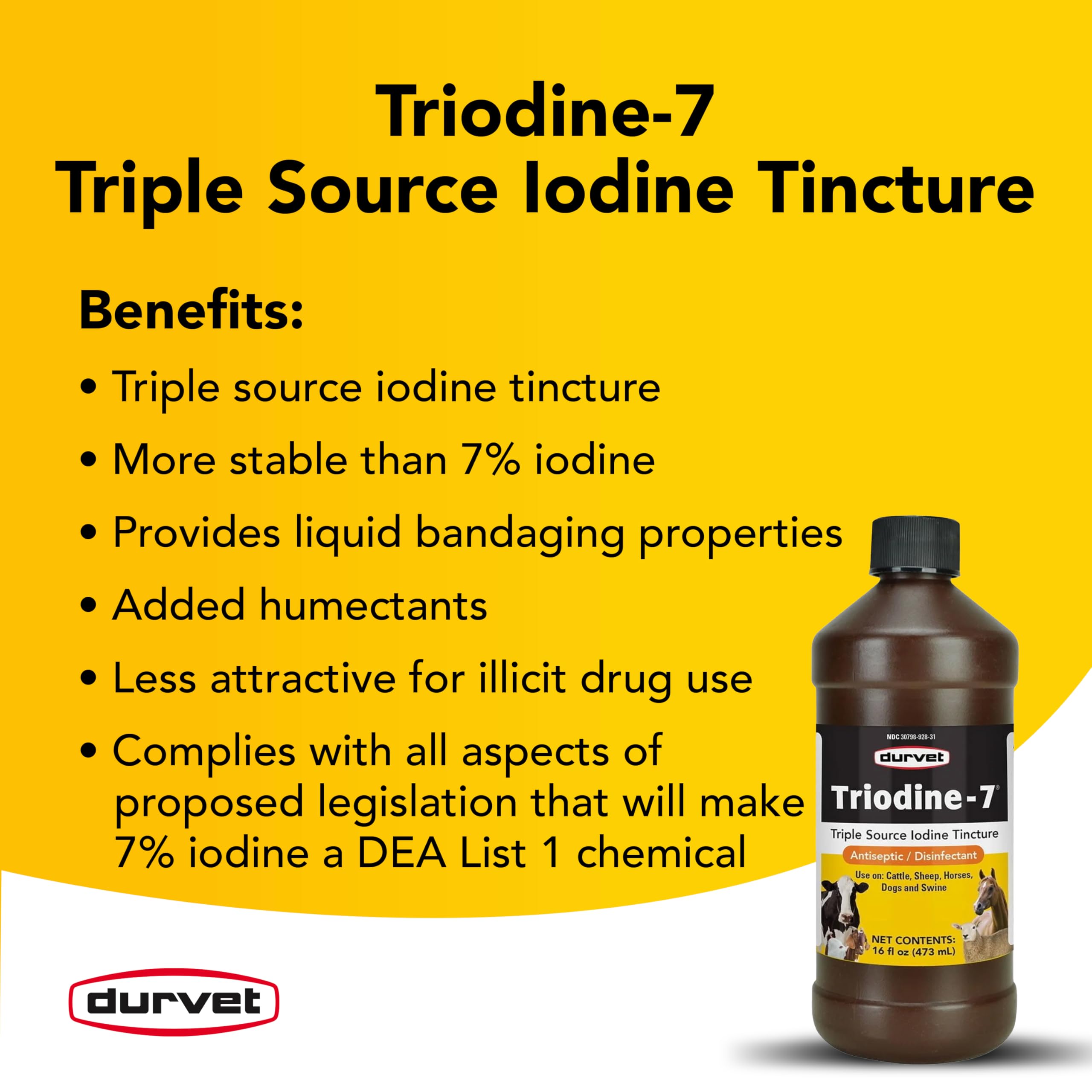 Durvet Triodine-7-16 Ounce bottle label close-up