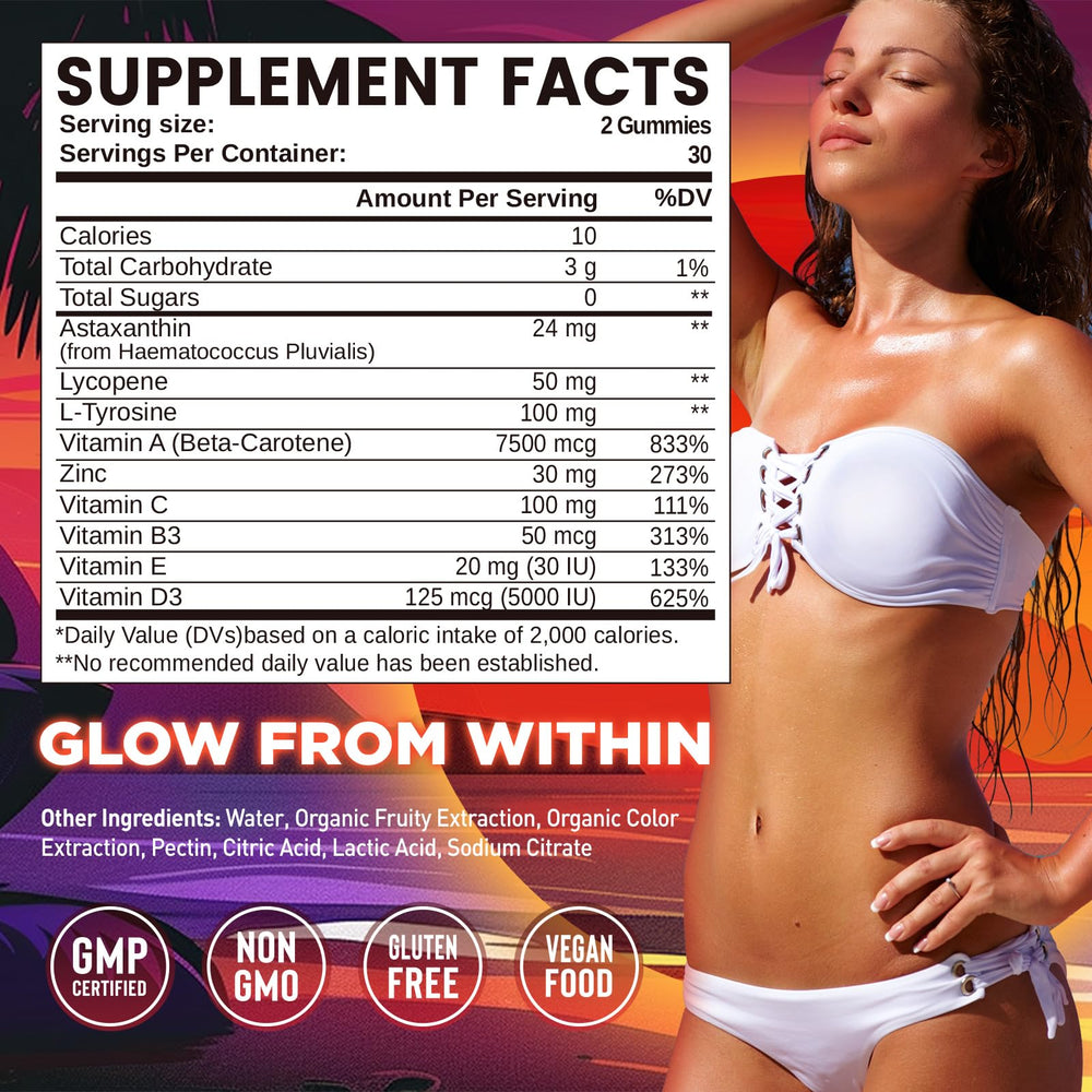 Close-up of orange-flavored tanning gummies