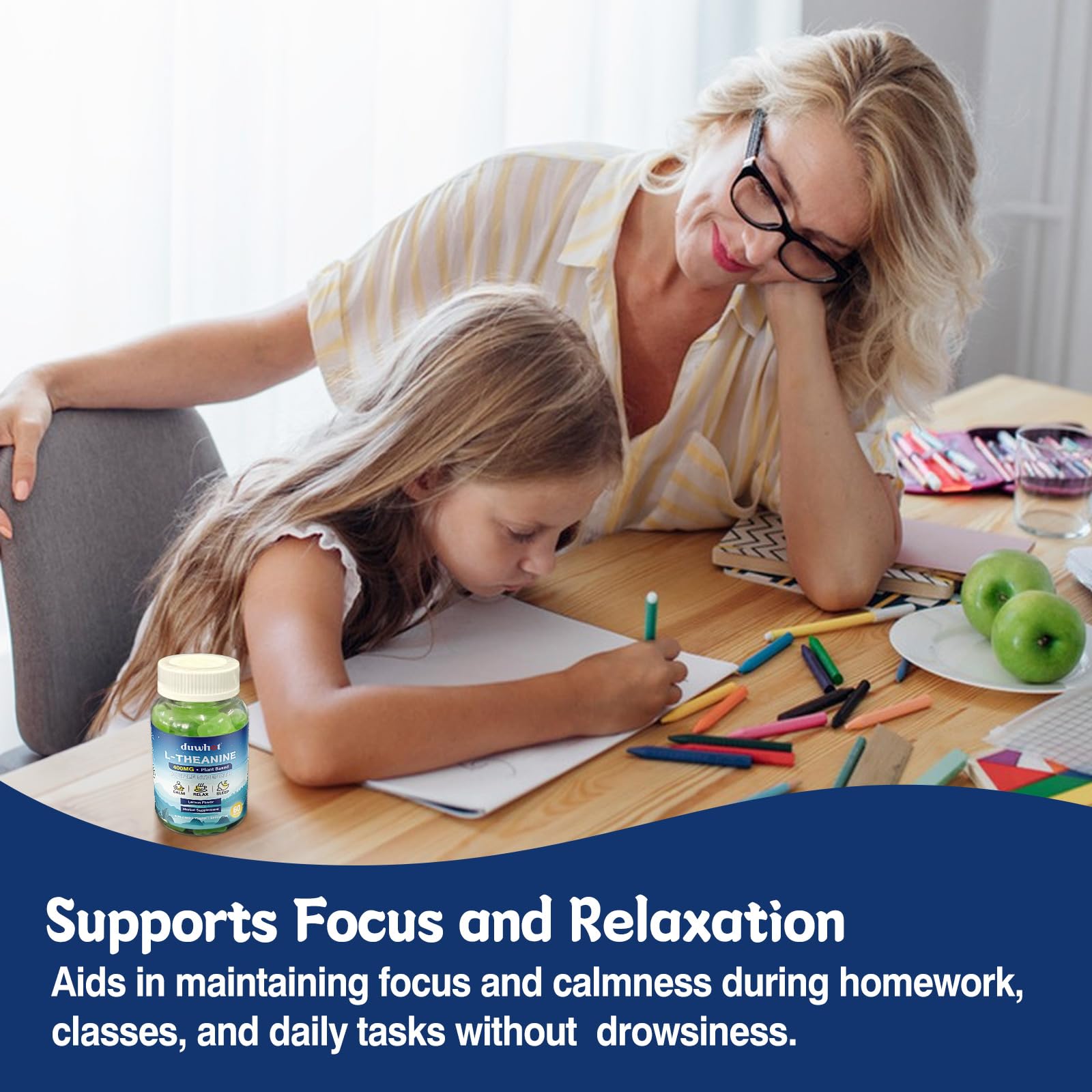 Ingredients and supplement facts for duwhot L-Theanine Gummies