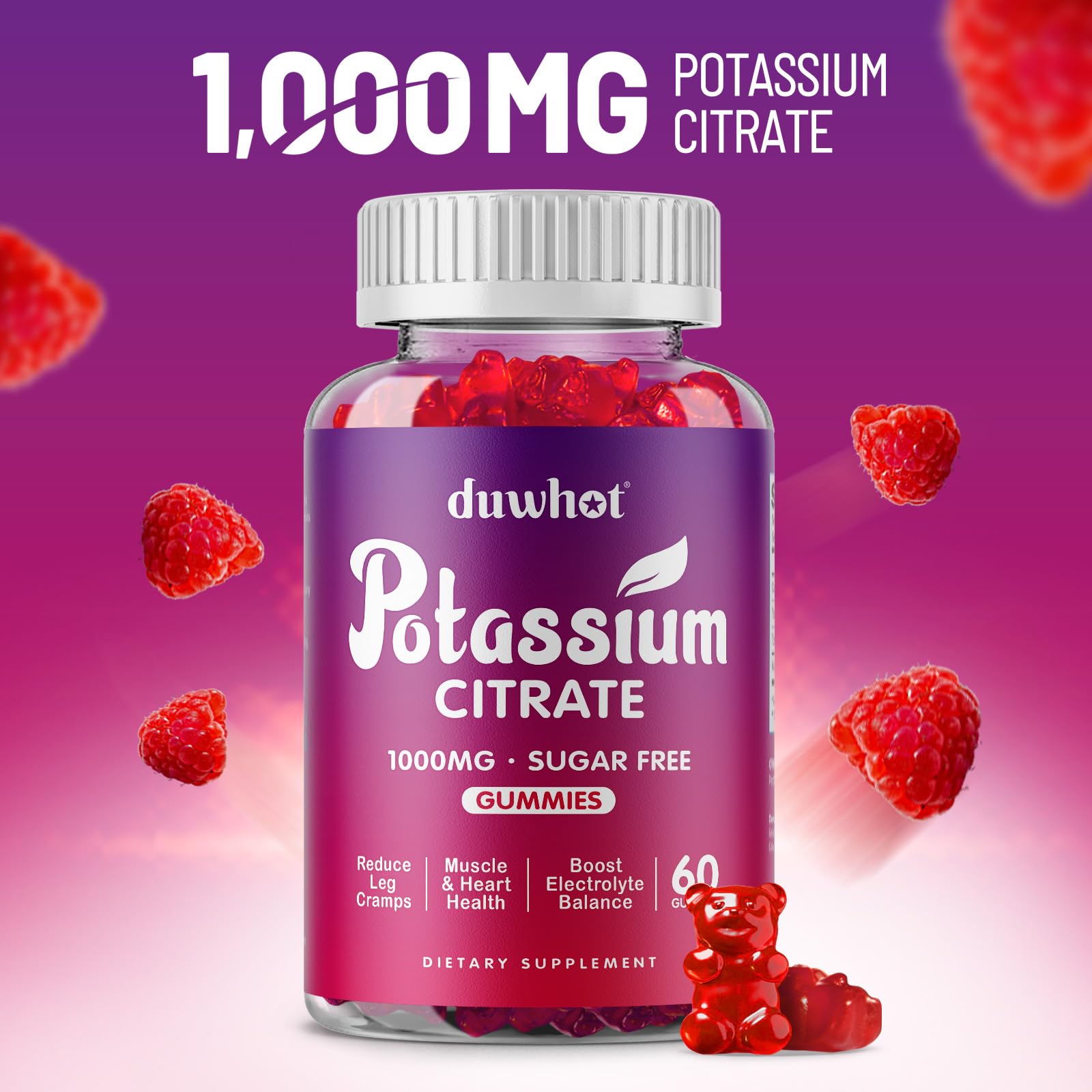 duwhot Potassium Citrate 1000mg Gummies bottle label