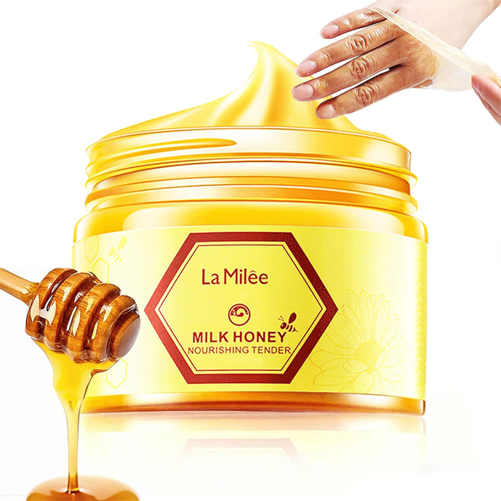 Duziur Milk & Honey Peel-Off Hand Mask close-up highlighting luxurious texture for soft hands.