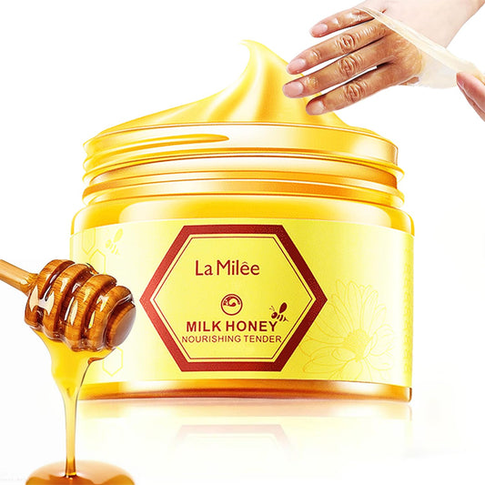 Duziur Milk & Honey Peel-Off Hand Mask close-up highlighting luxurious texture for soft hands.