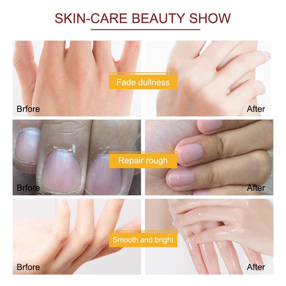 Duziur peel-off mask texture during drying reveals smoother-feeling hands.
