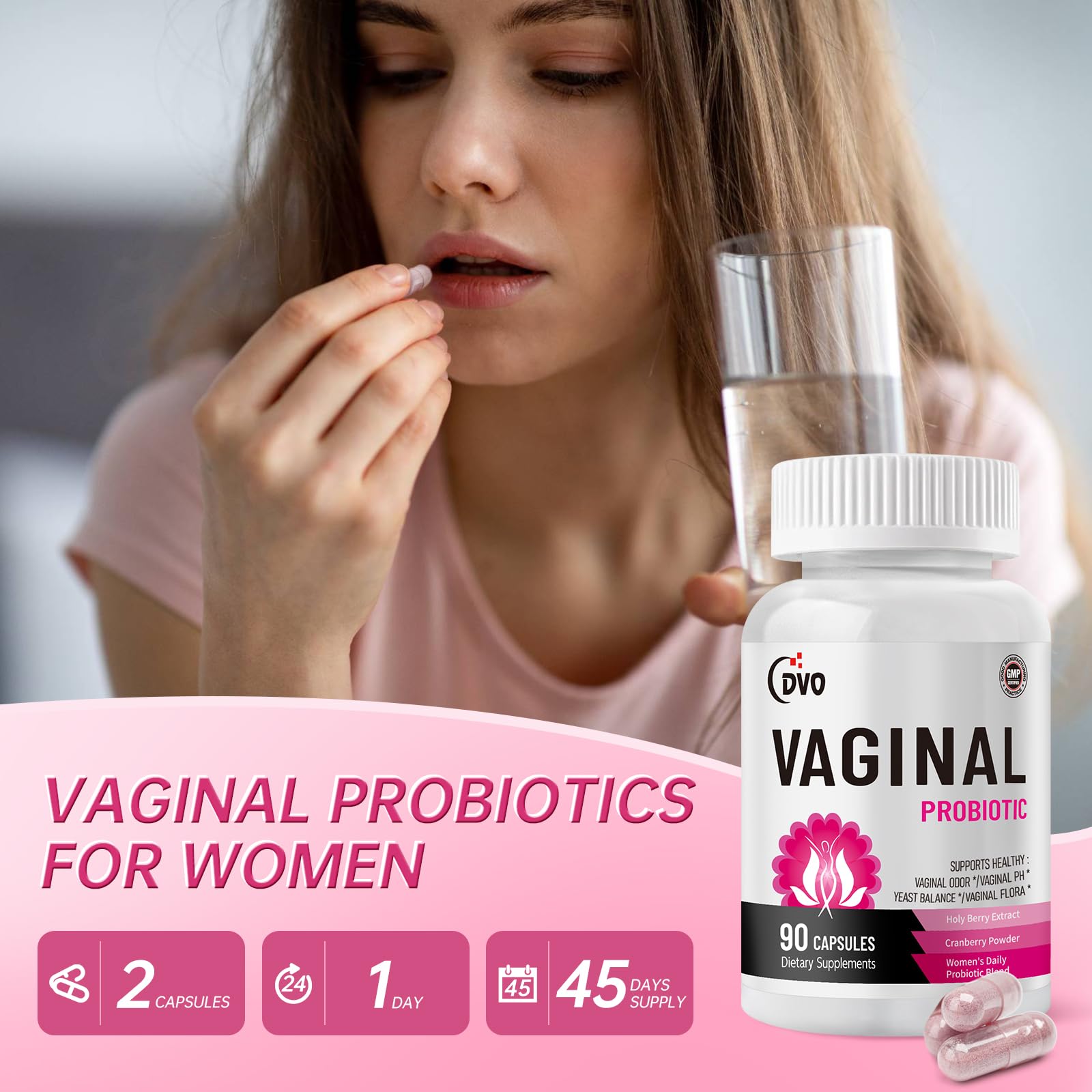 Women’s wellness probiotic product packaging