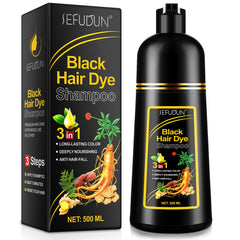Dvoevivh bottle with 3-in-1 black hair dye shampoo for at-home color
