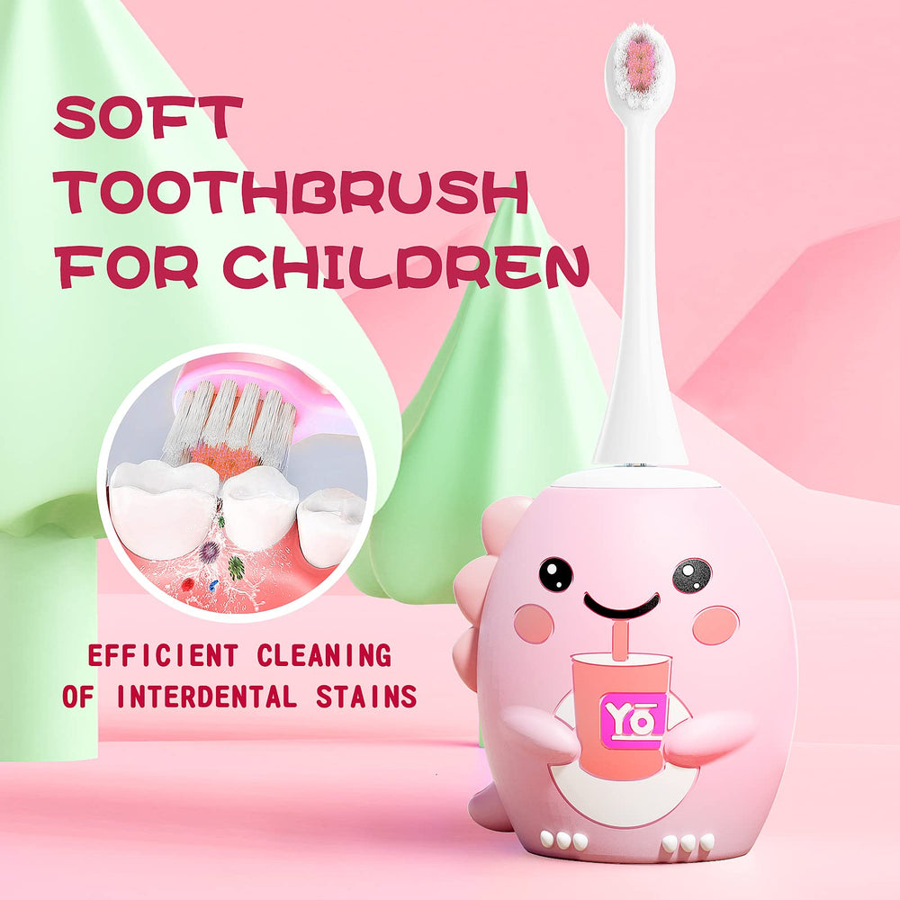 Close-up of four brush heads with pink handle