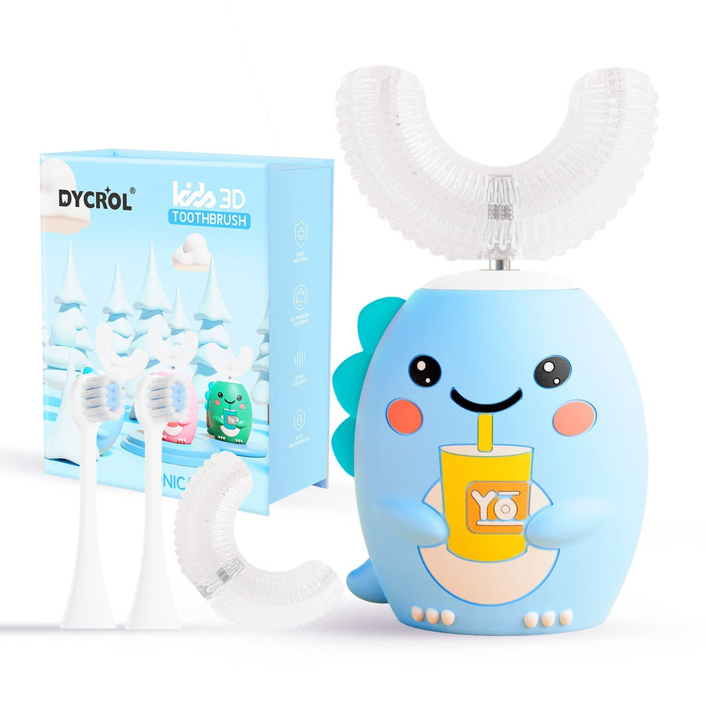 DYCROL Kids U Shaped Electric Toothbrush blue with 4 brush heads