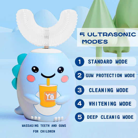 Close-up of silicone U-shaped brush heads for kids' gentle cleaning