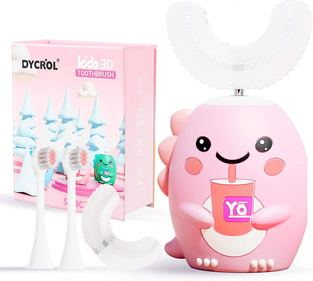 DYCROL Kids U-Shaped Electric Toothbrush pink front view