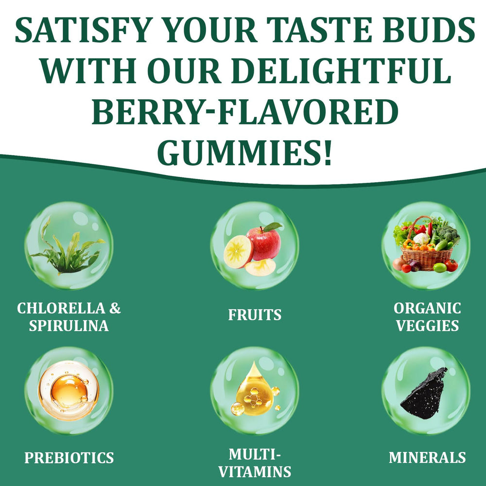 Graphic highlighting 60+ ingredients included in the gummies