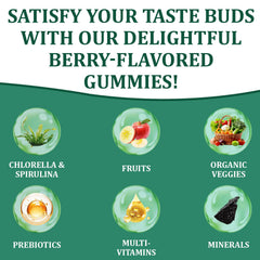 Graphic highlighting 60+ ingredients included in the gummies