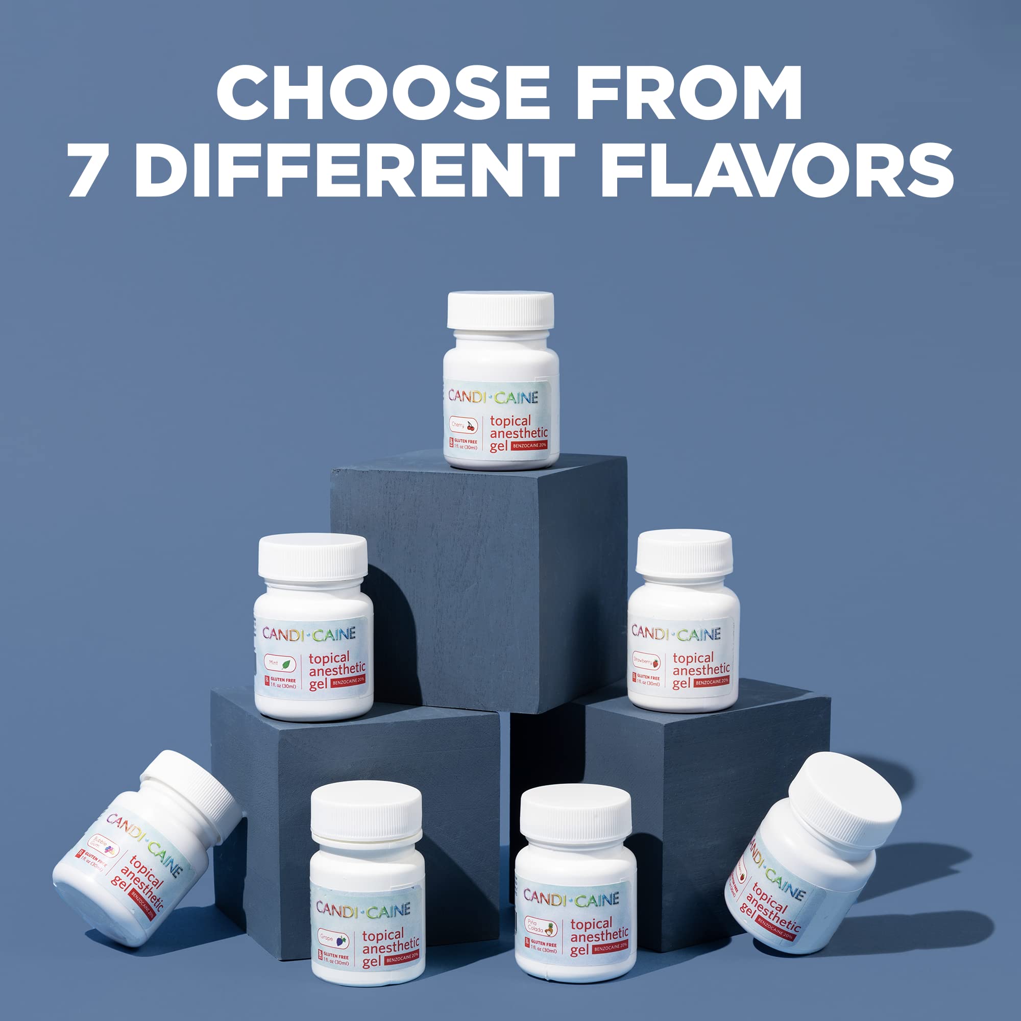 Flavor chart showing Dynamic Dental Candi Caine flavors including Cherry
