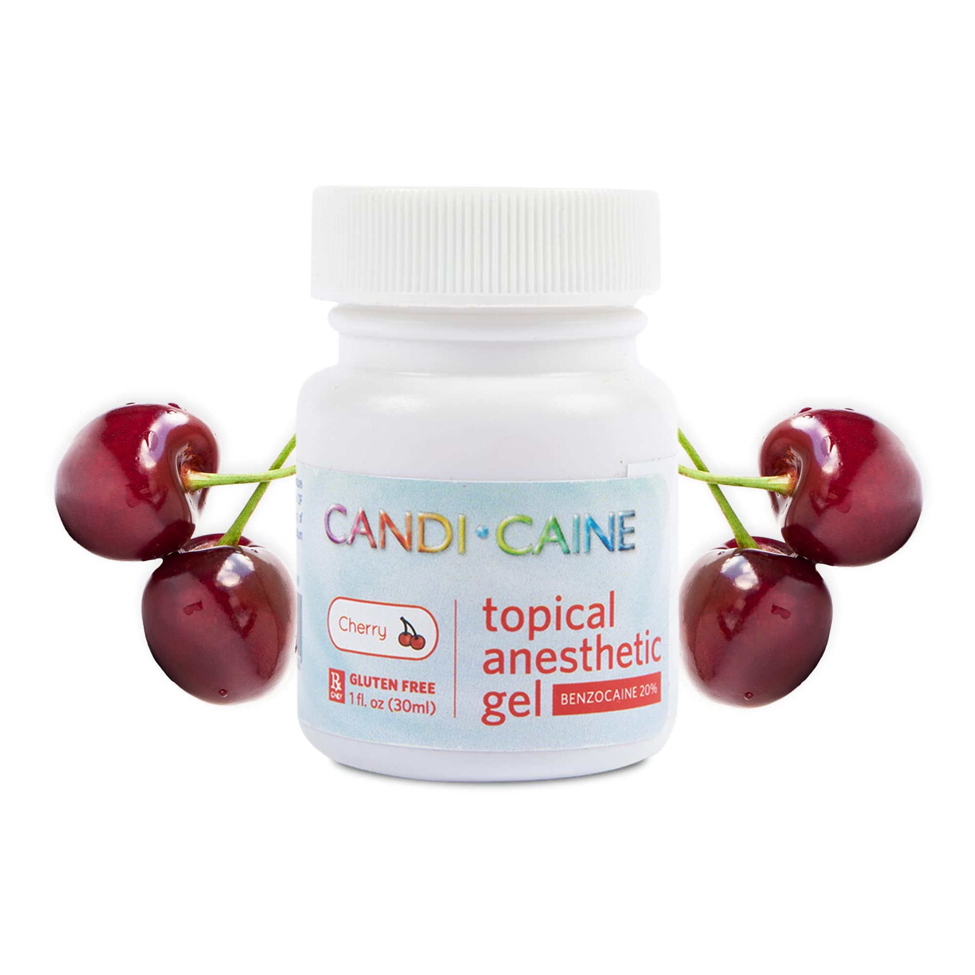 Front view of Dynamic Dental Candi Caine 1 oz Cherry Flavor