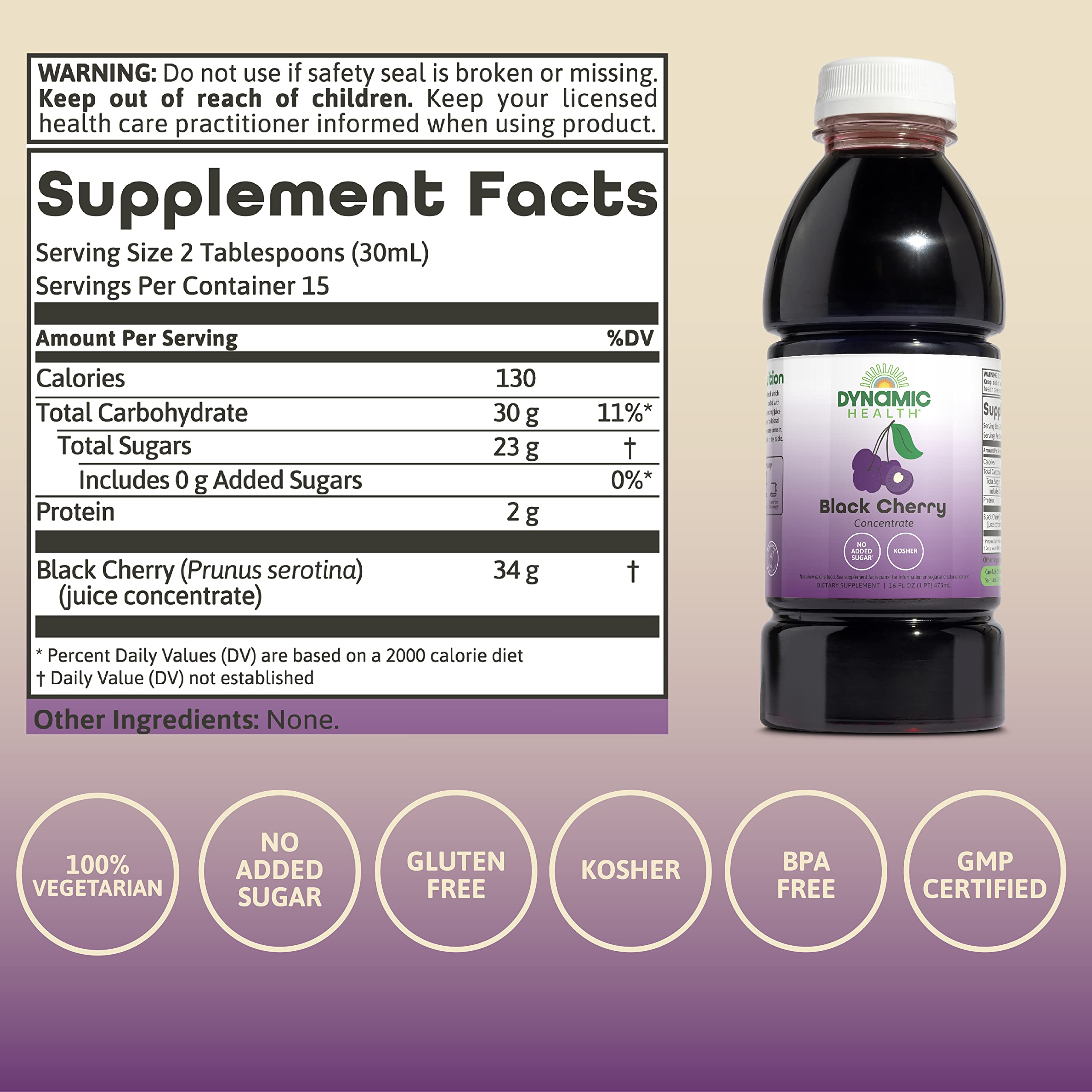 Close-up of the 100% juice concentrate label