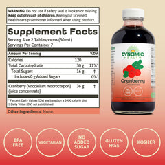 Close-up of Dynamic Health Cranberry Juice Concentrate bottle