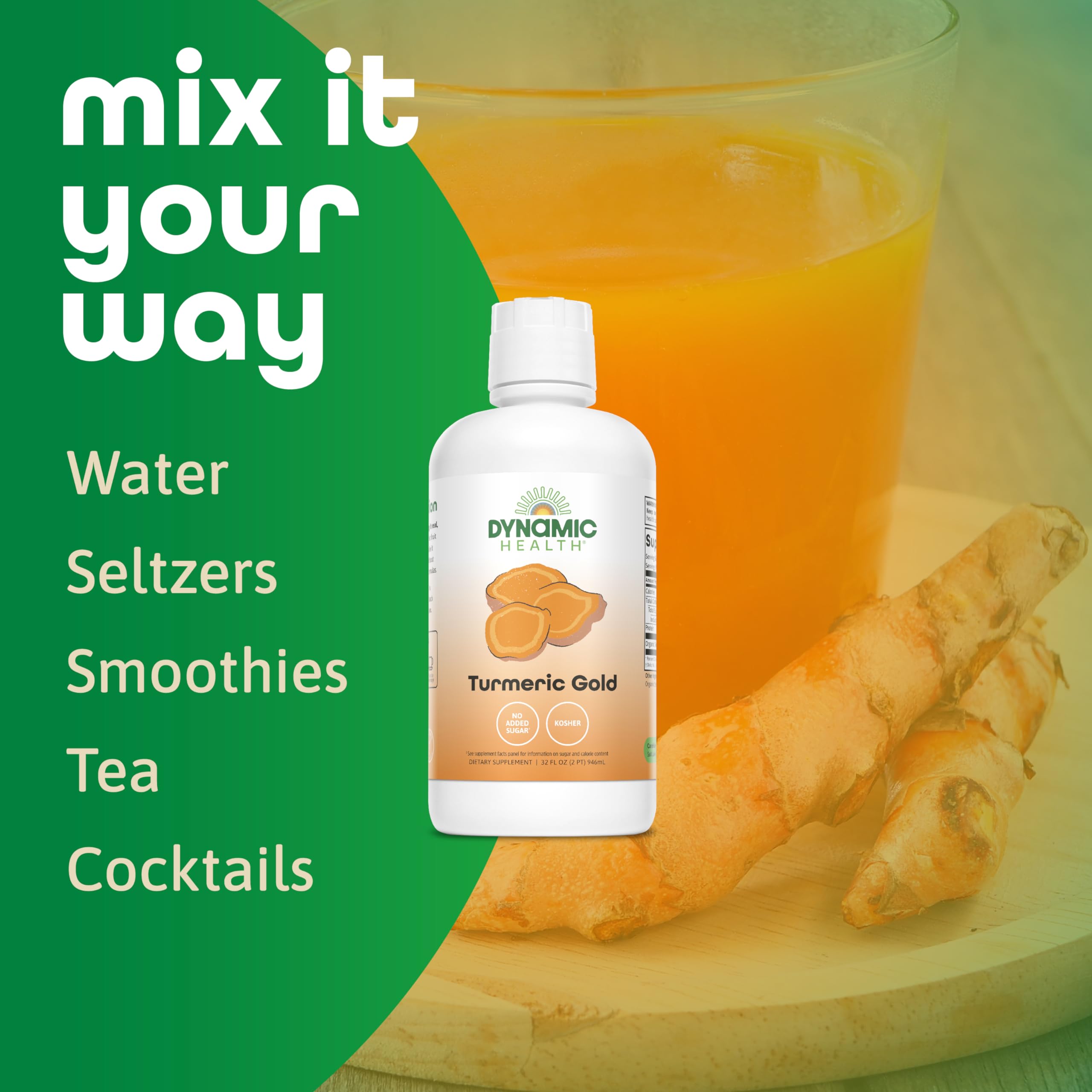Pouring Dynamic Health Turmeric Gold juice