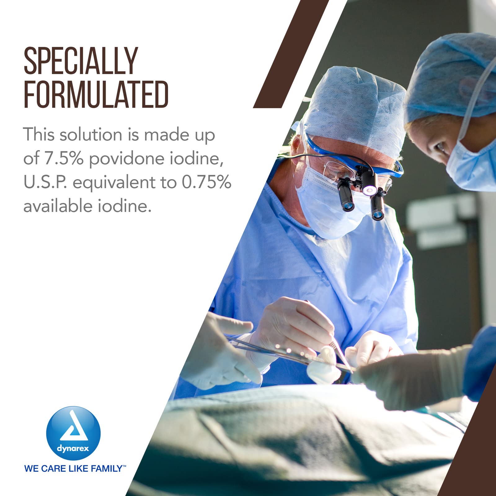 Dynarex Povidone-Iodine Scrub Solution in a case of 24 bottles