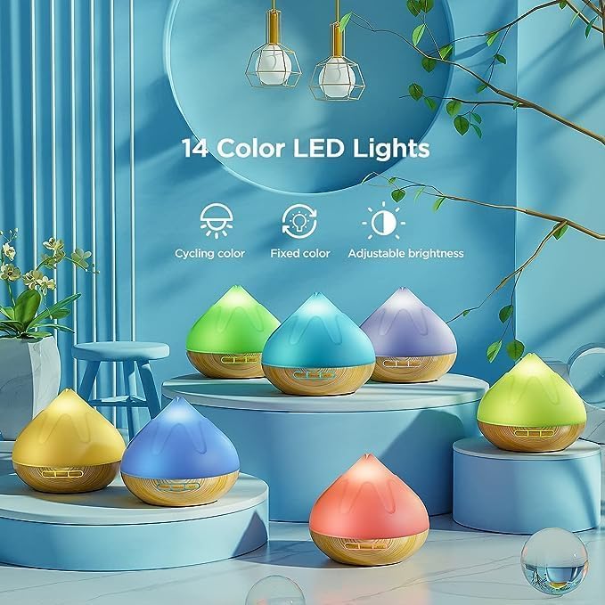 Dynooper diffuser showing the 14-color LED night light