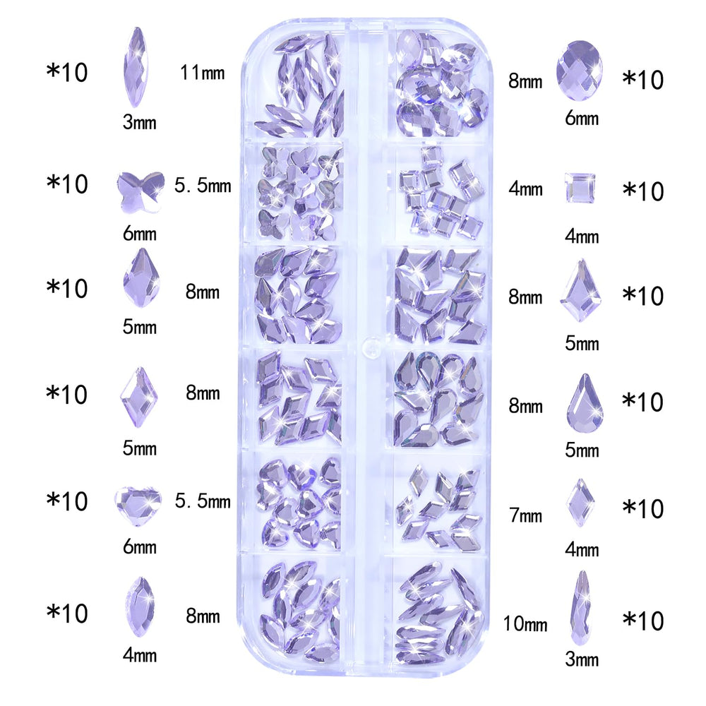 DZHILHMX light purple rhinestones with tweezers for easy selection.